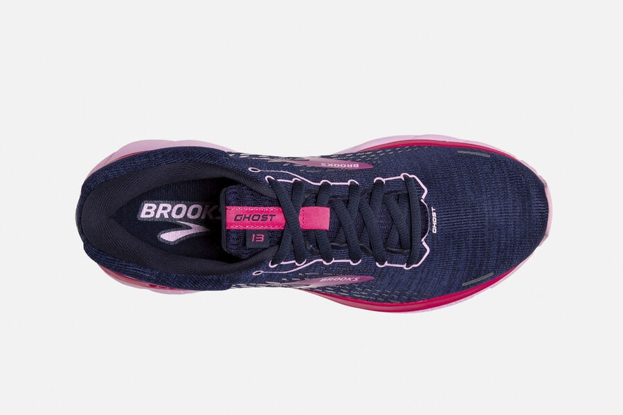 Brooks Running Shoes - Ghost 13 Road Womens - Navy/Red - DUO-397201